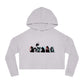 Women’s Cropped Hooded Sweatshirt - Playful Monster Design for Casual Style