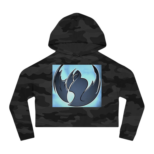 Women’s Camo Cropped Hooded Sweatshirt with Modern Graphic Design