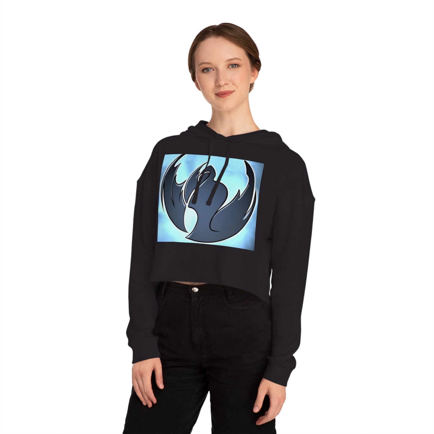 Women’s Camo Cropped Hooded Sweatshirt with Modern Graphic Design