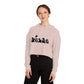 Women’s Cropped Hooded Sweatshirt - Playful Monster Design for Casual Style
