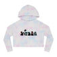 Women’s Cropped Hooded Sweatshirt - Playful Monster Design for Casual Style
