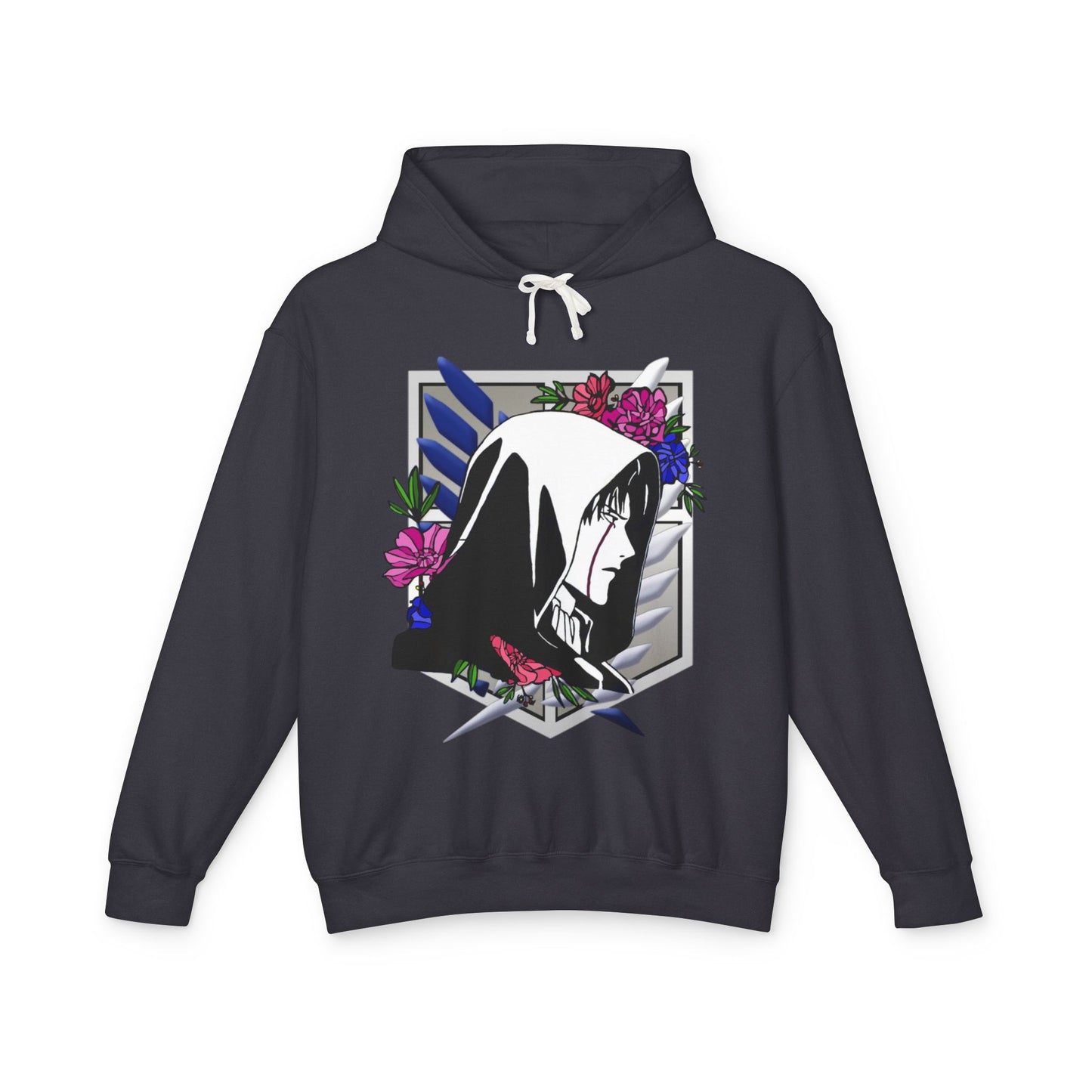 Floral Anime Unisex Lightweight Hooded Sweatshirt