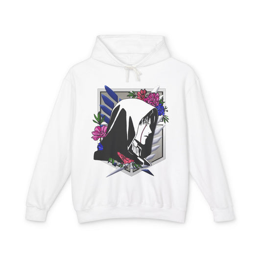 Floral Anime Unisex Lightweight Hooded Sweatshirt