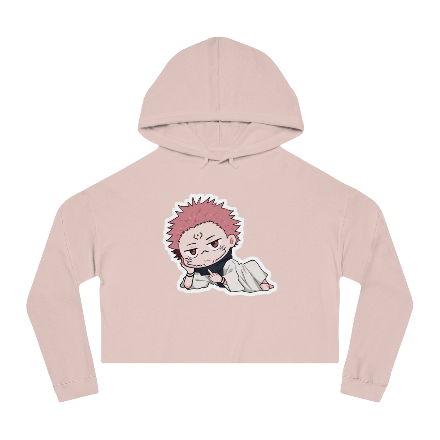 Anime-Inspired Women's Cropped Hooded Sweatshirt - Cute Character Design