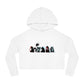 Women’s Cropped Hooded Sweatshirt - Playful Monster Design for Casual Style