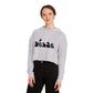Women’s Cropped Hooded Sweatshirt - Playful Monster Design for Casual Style